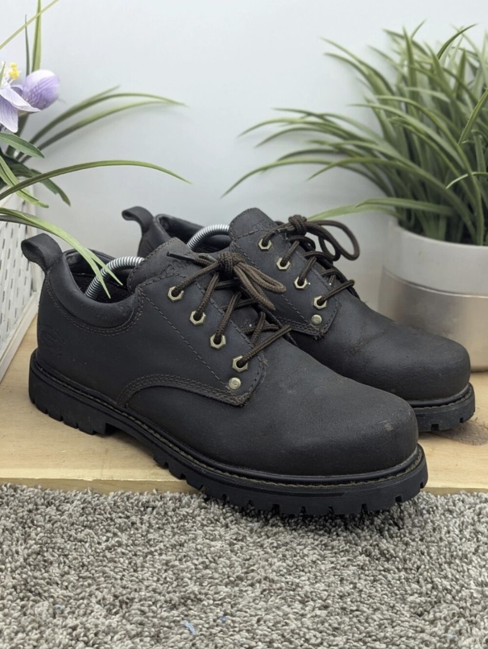 Skechers Tom Cat Mens Size 10.5 Leather Shoes Chunky Sole Comfort Walking Work